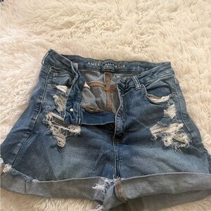 American Eagle Outfitters Light Blue Ripped Jean Shorts